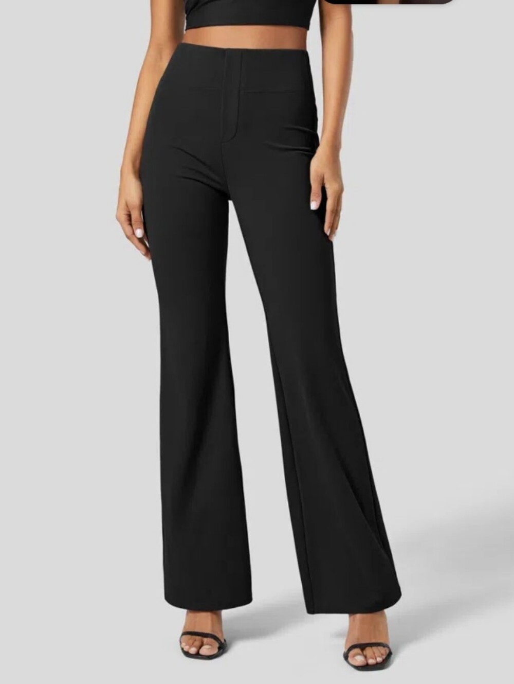 Halara Flex High Waisted Back Side Pocket Slight Flare Work Pants Black NWT
